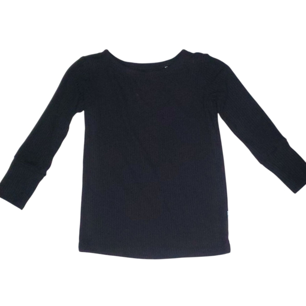 Posh Peanut Long-sleeve Pajama Top Black Ribbed Baby Girls 12-18 Months
